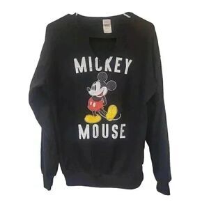 Disney Jerry Leigh Black Cotton w Graphic Keyhole Sweatshirt